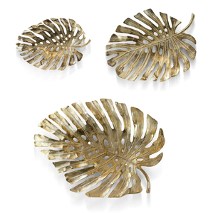 AK Brass Leaf Metal Wall Art en or fini antique Ensemble de 8 au prix de gros pour la décoration intérieure de la maison et de l'hôtel - Product Image 3