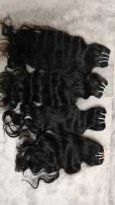 Sin procesar 12A Raw Indian Temple Máquina rizada Doble trama Extensiones de cabello de onda profunda Trenzado Paquetes de cabello humano - Product Image 6