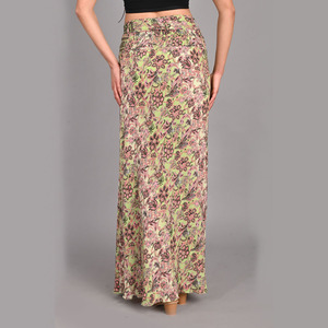 กระโปรง Maxi ผ้า Saree วินเทจของผู้หญิงฟรีไซส์กระโปรงดินสอเก๋ไก๋ลำลองทรงหลวมออกแบบสไตล์ที่ไม่ซ้ำใครเอวฤดูร้อนสวมใส่ - Product Image 4