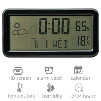Factory Outlet LCD grande de alta definición Tiempo Temperatura Humedad Pantalla Digital LCD Despertadores