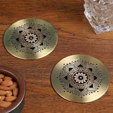 Posavasos con posavasos de lujo martillados dorados Vajilla Protector de mesa Manteles individuales Té Café Bebidas Posavasos Esteras Almohadillas Estera de escritorio - Product Image 4