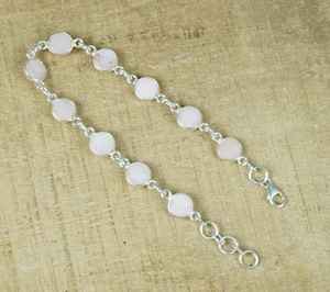Bracelet en argent sterling avec opale rose, pierre précieuse réglable, pierre de naissance d'octobre, fait à la main, élégant, cadeau unique pour femmes - Product Image 4