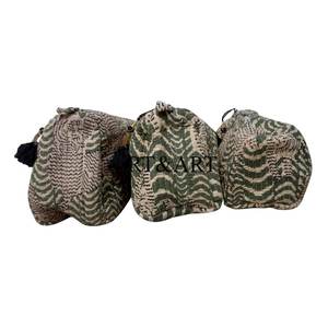 Bohemian Eco-Friendly Cotton <b>Quilted</b> Zipper <b>Makeup</b> <b>Bag</b> Pouch Set Tassel Pattern Water Resistant Lightweight Large Capacity - Product Image 2