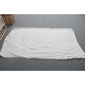 Tapis turc vintage 6,3x3,4 pieds, tapis d'appoint, tapis en laine blanc gris à pois - Product Image 1