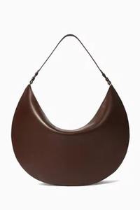 Women's Dark Brown Genuine Leather Single Strap <b>Water</b> Resistant Shoulder Bag Crescent Moon Shape Hobo Purse Minimalist Fashion - Product Image 4