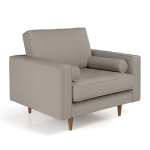 เก้าอี้นวมหนังเทียมทรงสี่เหลี่ยมแบบเดี่ยวพร้อมผ้าหุ้มเบาะ - Product Image 2