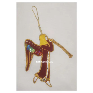 Meilleur design moderne avec broderie Zari Design de luxe Bel ange avec flûte Ornement suspendu de Noël pour la décoration d'arbre - Product Image 1