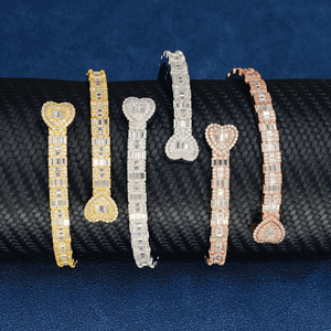 Hot Sell New Arrival <b>Solid</b> <b>Silver</b> Baguette Cut Hip Hop <b>Bracelet</b> - Product Image 2