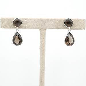 ต่างหูเงินสเตอริง925ต่างหูเม็ดเดี่ยวอัญมณีควอตซ์แบบรมควันทำด้วยมือเครื่องประดับโรสโกลด์ของขวัญที่สมบูรณ์แบบสำหรับเธอ - Product Image 3