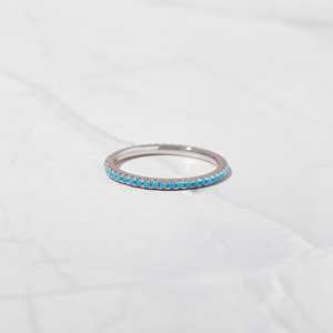 Bague empilable éternelle en argent sterling 925, design exceptionnel, pierre précieuse turquoise bleue, plaqué or, bijoux fantaisie classiques, 3A Party - Product Image 3
