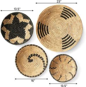 Panier mural suspendu, produit sélectionné, ensemble de 4 paniers en rotin tissé à la main pour la décoration du salon - Product Image 6