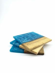 Posavasos de madera de resina de color personalizado, combina con cualquier tema interior | Calidad de exportación con posavasos de piedra con acabado pulido - Product Image 5