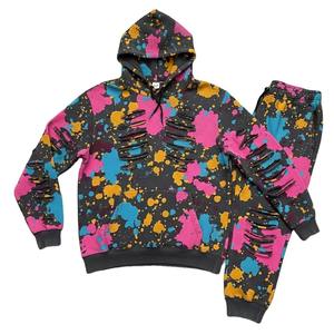 Ensemble de survêtement de luxe léger, délavé à l'acide, tie-dye, effet usé, séchage rapide, imprimé par sublimation, logo personnalisé, streetwear pour - Product Image 4