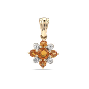 Pendentif Lotus Sunset Sapphire 0,79 ct en or rose 9 carats avec zircon blanc non traité, certifié, cadeau - Product Image 1