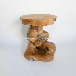 Tabouret empilable en racine de teck naturel, tabouret décoratif en bois massif pour meubles de salon et de maison - Product Image 3