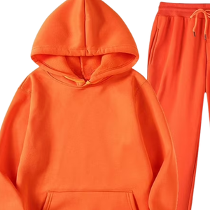 <b>Orange</b> <b>Hoodie</b> With Matching Jogger Tracksuit Casual Two Piece Set Women Streetwear Comfortable Cotton Blend Winter Outfit OEM - Product Image 2