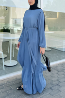 Robe musulmane YKD083 pour femmes, vêtements islamiques, hijabs, robe bleue ample traditionnelle, jupe large et fluide, élégante
