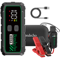 Démarreur portable et batterie externe 10000 mAh, charge rapide 12V 800A, booster de batterie au lithium, écran LCD, lumière LED, câbles de démarrage
