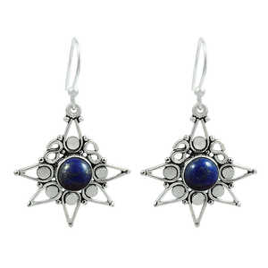 Bijoux bohèmes faits à la main en argent sterling 925 Drop Dangles est livré avec des pierres précieuses de lapis naturel bijoux de cadeau de mariage à la mode - Product Image 1