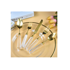 Juego de cubiertos de acero inoxidable Vajilla Cubiertos Cuchara Tenedor y cuchillos Juego de utensilios de cocina Vajilla Cubiertos y mango de acrílico - Product Image 5