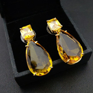 Brilliant Emerald Hydro Gold Plated <b>Earring</b>, Beautiful Colorful Quartz Jewelry, Unique Design Gemstone Prong Jewelry - Product Image 3