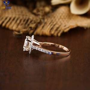 2.71 TDW Bague en diamant rond taille brillant 18k motif Halo 18k or Rose réglage de la tête de cheville Cvd/Hpht diamant pierre de laboratoire - Product Image 3