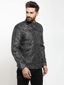 Veste en cuir pour hommes 2025 vestes de Baseball d'hiver homme grande taille vêtements en cuir affaires couleur unie veste imperméable pour hommes - Product Image 5