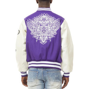 เสื้อแจ็กเก็ตเบสบอลทีมเบสบอลทีมโรงเรียนแขนเสื้อหนัง chenille เสื้อแจ็กเก็ตเลตเตอร์แมนสำหรับฤดูใบไม้ผลิผลิตตามสั่ง - Product Image 3