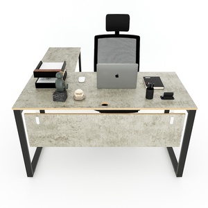 L-Shaped Gaming <b>Desk</b> HBRT052 System 140cm Plywood Main Tabletop Foldable with Bookshelf and <b>Drawer</b> - Product Image 2