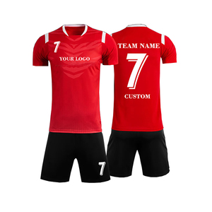 Conjunto de Uniforme de Fútbol Personalizado al por Mayor, Transpirable, Ligero, de Manga Corta, con Impresión por Transferencia de Calor, 100% Poliéster - Product Image 1