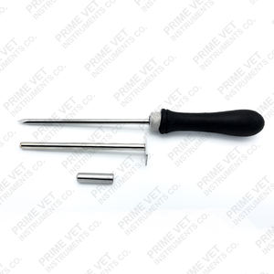Prime vet's Trocar veterinario con mango de plástico | Varilla de acero inoxidable de 6 mm con tapa de metal para uso en ganado y ganado. - Product Image 2