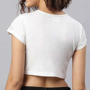 Camiseta Ajustada con Cuello Redondo, Camisetas Personalizadas con Serigrafía, Camiseta Corta para Mujer, Tops Casuales, Camisetas con Estampado Gráfico, Camisetas con Letras Estampadas de Moda - Product Image 5