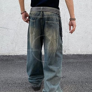 Utilisation en extérieur pour hommes Acid Jeans Baggy Pants Workout Wear 100% Cotton Acid Jeans Pants Plus Size Men Acid Jeans - Product Image 5