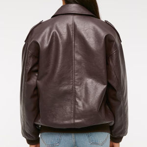 Chaqueta de Motociclista Clásica de Piel de Oveja Genuina para Mujer, Talla Grande, de Alta Calidad, para Primavera, Otoño e Invierno, con Relleno - Product Image 1