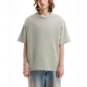 Vente en gros 100% coton personnalisé 3D Logo surdimensionné bouffée T-shirt imprimé hommes 330g poids lourd respirant anti-boulochage équipage tricoté - Product Image 1