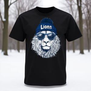 T-shirt visage de lion d'hiver avec lunettes de soleil pour les amoureux des lions – Produit promotionnel - Product Image 3