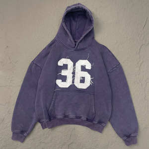 Sudadera con Capucha Bordada Desgastada con Lavado Ácido Hecha a Medida al por Mayor con Logotipo Personalizado, Suministro del Fabricante OEM. - Product Image 1