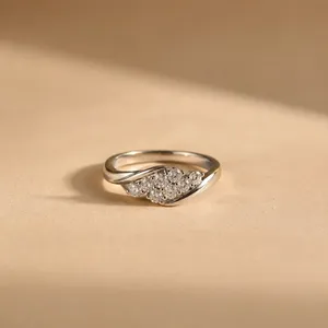 Rhodium Plated Garnet Cluster Leaf <b>Ring</b> for Wedding Engagement - Product Image 3
