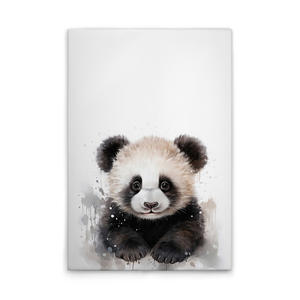Made In Germany - Home Decor Canvas <b>Picture</b> Baby Panda Nursery - Wall Painting Mural In White And Black - Stretcher <b>Frame</b> Art - Product Image 1
