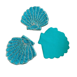 Glass Beaded Cup Coaster Sea Shell Design for Holiday <b>Beach</b> Party Table Decoration <b>Mat</b> at Wholesale Price - Product Image 3