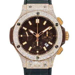 Reloj de diamante cultivado Leb de corte redondo de alta calidad, con forma de reloj de plata de ley 925 caja redonda, nuevo reloj de colección de marca - Product Image 1