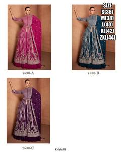 Robe ethnique indienne en rayonne de soie Anarkali robe lourde brodée Dupatta manches longues mariages évasés fête musulmane Eid Ramdan - Product Image 4
