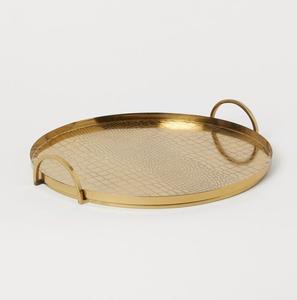 Bandeja DE SERVICIO DE Metal martillado de lujo moderno antiguo, bandeja de servicio de comida decorativa de diseñador de utensilios de Bar de Latón chapado en oro para Navidad - Product Image 3