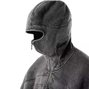 Venta al por mayor hombres y mujeres todos los tamaños colección Otoño Invierno cubierta cara Sudadera con capucha logotipo personalizado algodón orgánico Ninja enmascarado sudaderas con capucha - Product Image 3