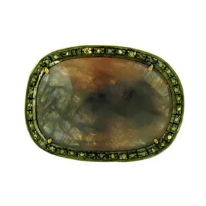 Bague pour femme en saphir et diamants, pierre précieuse de coupe ovale, bijoux fins en platine, plaqué rhodium - Product Image 3