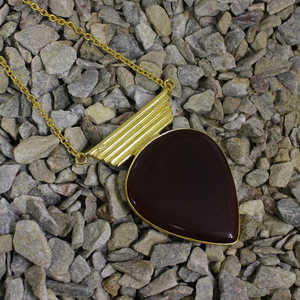 Collar en capas de piedras preciosas de ónix rojo al por mayor accesorio de moda chapado en oro - Product Image 6