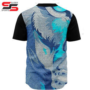 Chemise de sport à manches courtes imprimée personnalisée chemise de sport à boutons maillot de baseball au prix de gros bon marché - Product Image 6