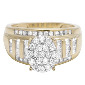 แหวนหมั้นเพชรเม็ดกลม & บาแกตต์ชุบทองเครื่องประดับฮิปฮอปสุดหรูใน925เงินแฟชั่นงานแต่งงาน - Product Image 2