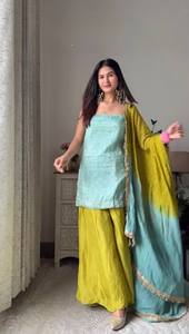 Trajes Salwar de Seda Chinon para Ocasiones Festivas - Product Image 2