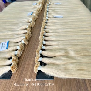 Extensions de cheveux à la kératine Extensions de pointes plates de couleur blonde Cheveux de très haute qualité prêts à expédier - Product Image 4